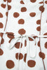 White Polka Dot Printed V Neck Short Sleeve Tie Waist Midi Dress