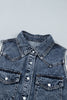 Ashleigh Blue Solid Denim Button Front Pocket Sleeveless Cowboy Vest
