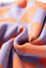 Grapefruit Orange Checkered Pattern Ribbed Trim Knit Baggy Sweater