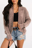 Evergreen Mineral Wash Exposed Seam Patchwork Knit Open Sweater Cardigan