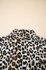 Multicolour Half Buttons Short Sleeve Loose Leopard Mini Dress with Pockets
