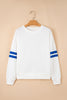 White Varsity Striped Detail Drop Shoulder Oversized Sweatshirt