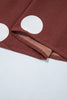 Brown Polka Dot Ruffled Hem Long Sleeve Tie Waist Plus Size Dress