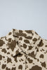 Brown Western Cow Print Cargo Pocket Denim Jacket