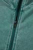 Black Half Zip Kangaroo Pocket Mineral Wash Baggy Hoodie