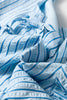 Sky Blue Stripe Bow Knot Textured Short Puff Sleeve Babydoll Blouse
