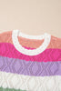 Rose Stripe Colorblock Hollowed Knit Scallop Edge Sweater Vest