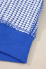 Dark Blue Waffle Knit Exposed Stitching Casual Top with Side Slits