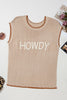 Parchment Contrast Trim Short Sleeve Knit HOWDY Western Sweater