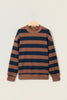 Brown Stripe Colorblock Mock Neck Relaxed Sweatshirt
