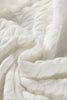 White Fish Scale Textured Knit Ribbed High Neck Short Sleeve Sweater