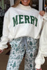 Fiery Red MERRY/CHRISTMAS Reversible Print Mock Neck Baggy Pullover Sweatshirt
