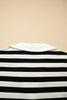 Black Stripe Collar V Neck Ruffled Short Sleeve Blouse