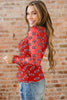 Red Game Day Rugby Mesh Sheer Long Sleeve Top