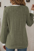 Moss Green Ribbed Contrast Cuffed Round Neck Long Sleeve T Shirt