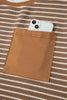 Khaki Stripe Crew Neck Tee Drawstring Waist Cropped Pants Set