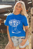 Blue Sunflower Boots Graphic Western Fashion T Shirt