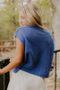 Sky Blue Flag Graphic Short Sleeve Sweater Top