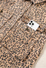 Khaki Leopard Print Collar Long Sleeve Patch Pocket Shift Denim Jacket