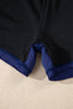 Rose Red Color Block Patchwork Bow Knot Detail Sleeveless Swim Dress