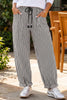 Black Stripe Drawstring Casual Loose Pants