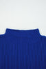 Dark Blue Patch Pocket Ribbed Knit Short Sleeve Sweater