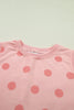Sky Blue Ribbed Trim Polka Dot Print Tank Split Mini Skort 2pcs Set