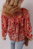 Multicolour Ethnic Paisley Print Tassel Tie Puff Sleeve Boho Blouse