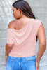 Coffee Plus Size Solid Color Asymmetric Neck Short Sleeve Blouse