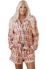 Pink Nutcracker March Long Sleeve Button Up 2pcs Pajama Short Set