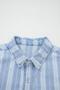 Sky Blue Stripe Boyfriend Chest Pocket Classic Denim Shacket