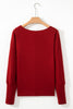 Red Dahlia Solid Color Extended Cuffs Long Sleeve Top