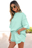 Light Pink Solid Color Exposed Seam Mock Neck Oversize Tee Casual Shorts 2pcs Outfit
