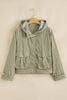 Laurel Green Zipped Pocket Cropped Hooded Utility Jacket
