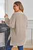 Khaki Stripe Textured Dolman Sleeve High Low Plus Size Top