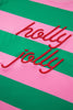 Red Stripe holly jolly Letter Embroidered Pullover Sweatshirt