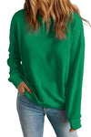 Dark Green Solid Classic Crewneck Pullover Sweatshirt