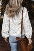 White Eyelet Embroidered Puff Sleeve V Neck Blouse