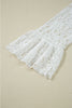 White Tie V Neck Lace Ruffle Detail Long Sleeve Blouse