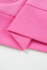 Bright Pink Half Button Stand Neck Drop Shoulder Sweatshirt