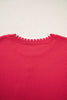 Racing Red Stitched Detail Christmas Tree Holiday Casual Sweater