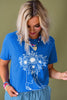 Blue Sunflower Boots Graphic Western Fashion T Shirt