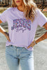 Orchid Petal Christian Floral Letter Graphic Round Neck T Shirt