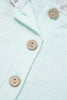 Clearly Aqua Textured Floral Patchwork Button Hooded Long Sleeve Top