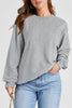 Black Plain Drop Shoulder Crewneck Pullover Sweatshirt