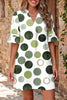 Blue Polka Dot Print Flounced Half Sleeve Casual Vacation Style Mini Dress