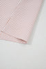 Khaki Stripe Color Block Patchwork Detail Frilled Collar Button Down Shirt