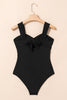 Black Cut out Twist Bowknot Backless One Piece Swimsuit