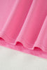 Sachet Pink Lace Patchwork Half Sleeve Top Elastic Waist Pants Two Piece Set