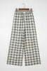 Gray Plaid Wide Leg Casual Pants
